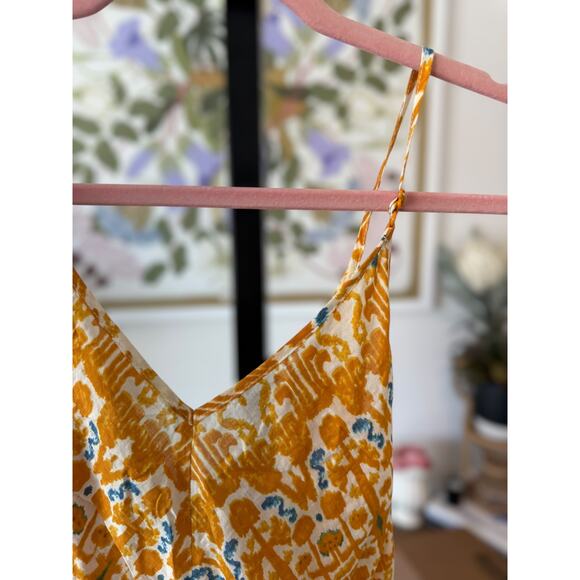 NWT THML Tasseled Front Handkerchief Hem Tank Top Yellow Blue Womens Size Large - Picture 4 of 9